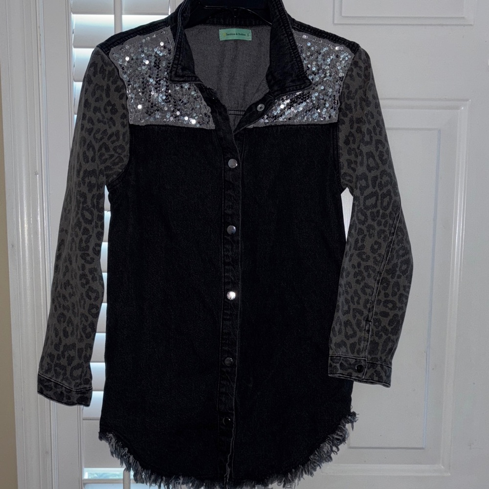 Sequin Leopard Jean Jacket